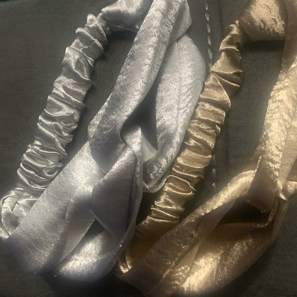 3 headbands gold , silver & leopard print.